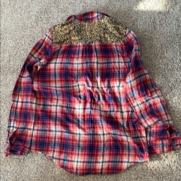 Express flannel sequin button down - Picture 3 of 4